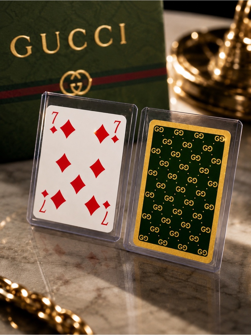 Gucci Lucky Number 7 Playing Card – Green & Gold Designer Collectible